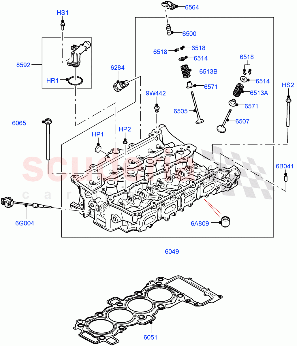 Cylinder Head(Solihull Plant Build)(2.0L I4 Mid DOHC AJ200 Petrol,2.0L I4 High DOHC AJ200 Petrol,2.0L AJ200P Hi PHEV)((V)FROMHA000001) of Land Rover Land Rover Discovery 5 (2017+) [2.0 Turbo Petrol AJ200P]