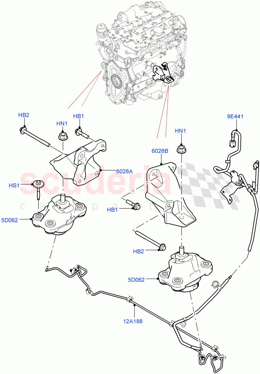 Engine Mounting(2.0L I4 High DOHC AJ200 Petrol)((V)FROMJA000001) of Land Rover Land Rover Discovery 5 (2017+) [3.0 Diesel 24V DOHC TC]