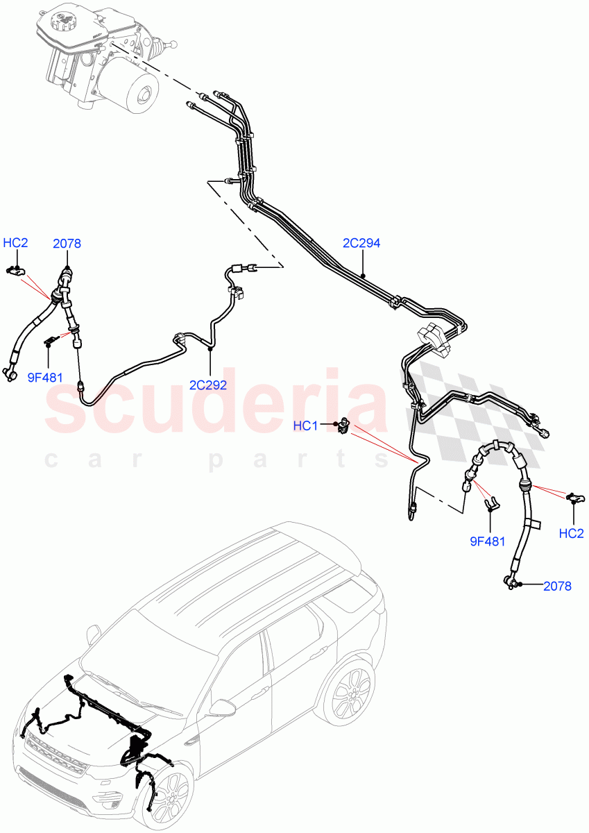 Front Brake Pipes(RHD,Halewood (UK),Less Electric Engine Battery,Electric Engine Battery-MHEV)((V)FROMMH000001) of Land Rover Land Rover Discovery Sport (2015+) [2.0 Turbo Diesel AJ21D4]