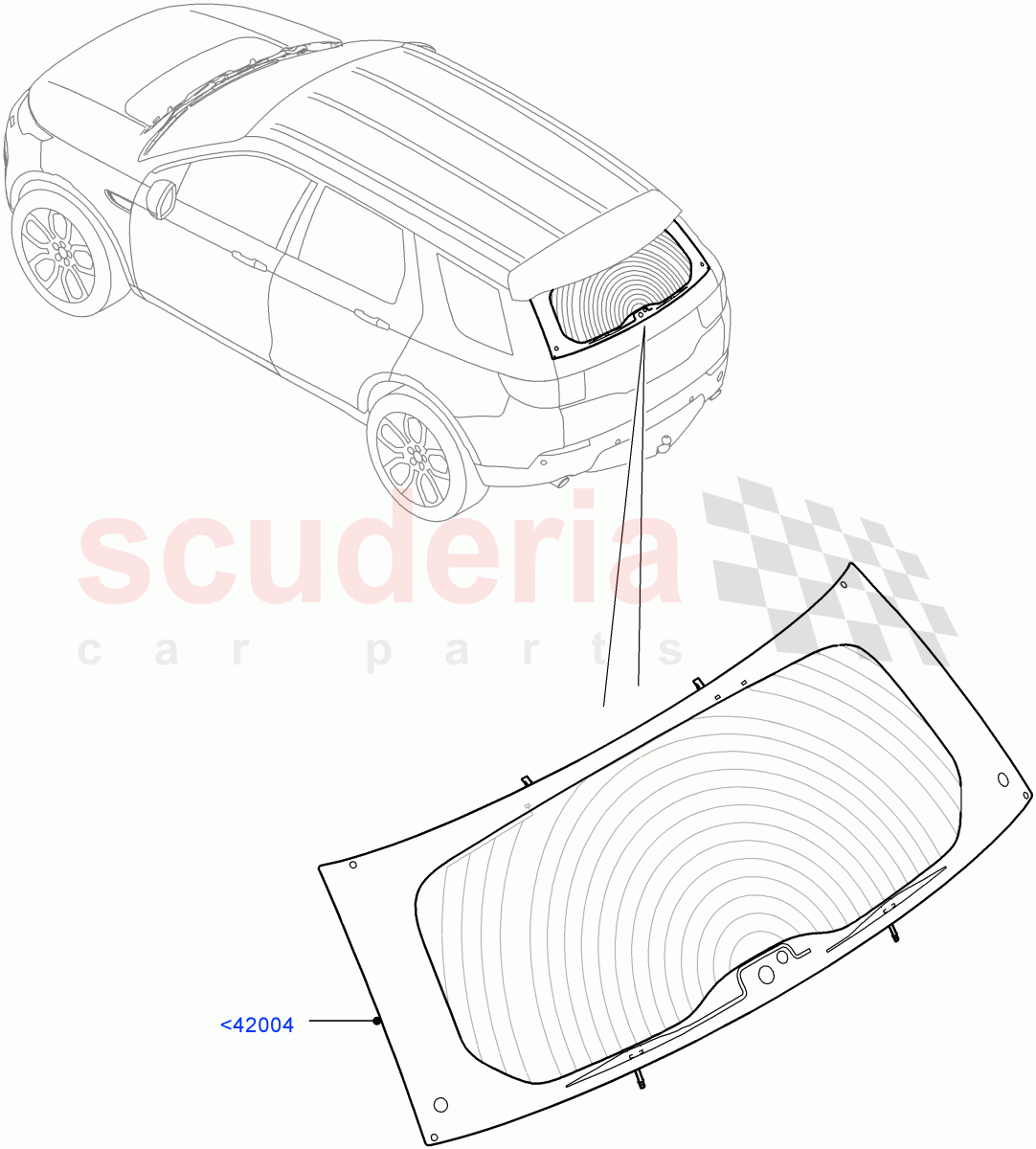 Back Window Glass(Changsu (China))((V)FROMFG000001) of Land Rover Land Rover Discovery Sport (2015+) [2.0 Turbo Petrol AJ200P]
