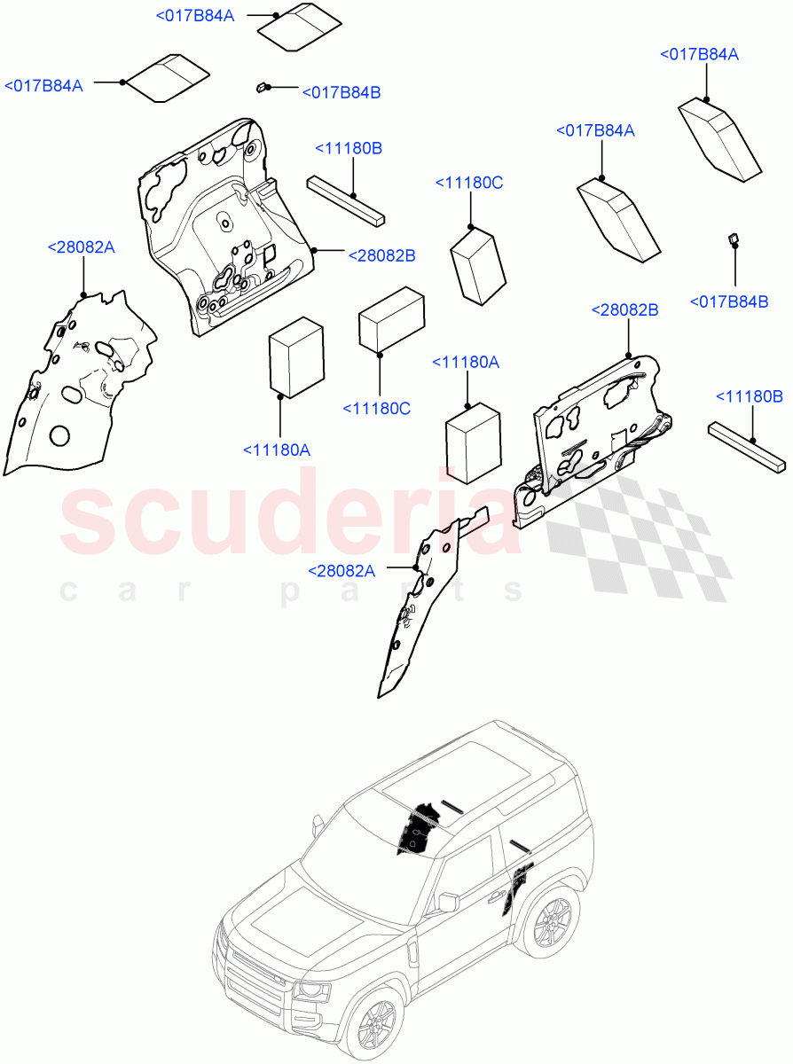 Insulators - Rear(Luggage Compartment)(Short Wheelbase) of Land Rover Land Rover Defender (2020+) [5.0 OHC SGDI SC V8 Petrol]