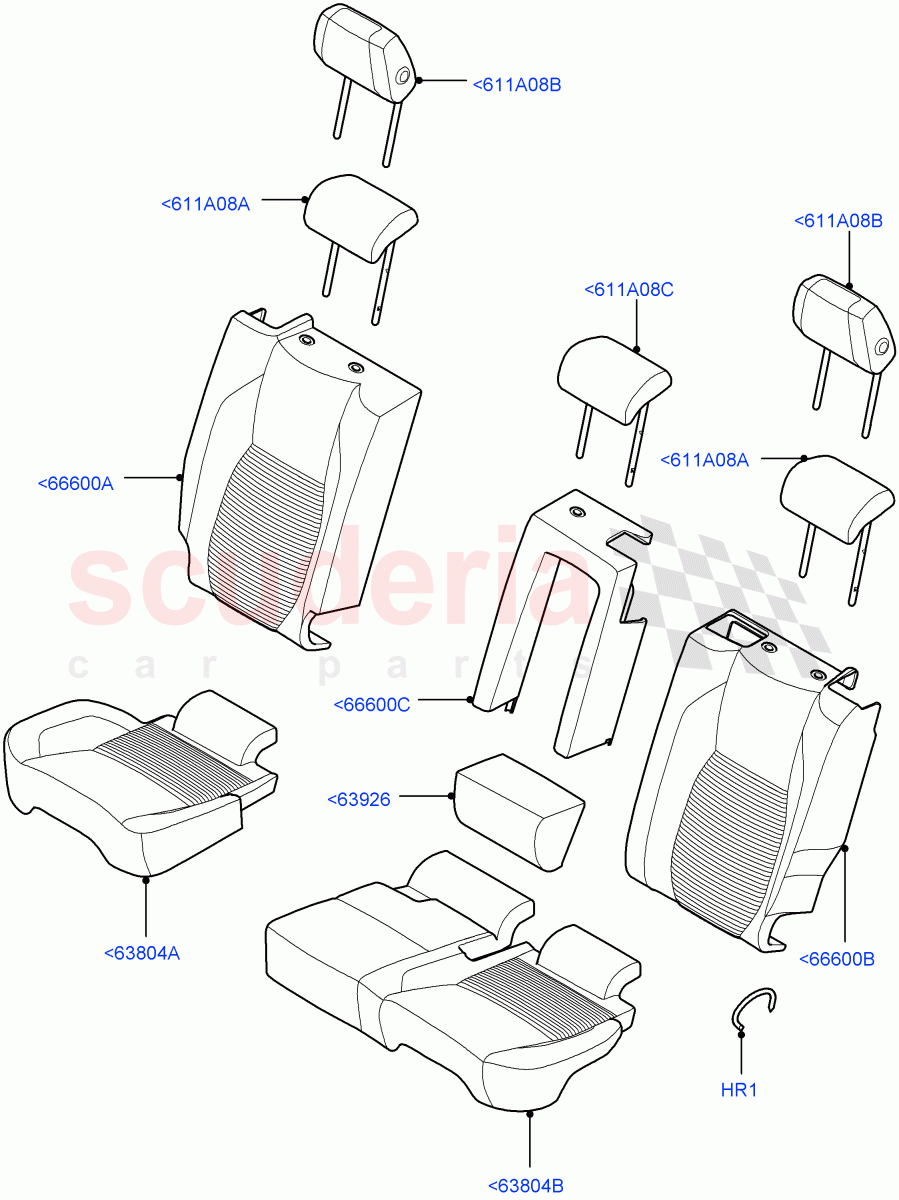 Rear Seat Covers(Miko/PVC,Halewood (UK),60/40 Load Through With Slide)((V)FROMLH000001) of Land Rover Land Rover Discovery Sport (2015+) [2.0 Turbo Diesel AJ21D4]
