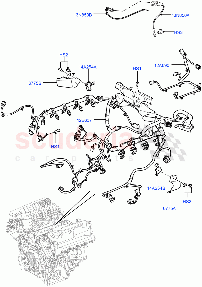 Electrical Wiring - Engine And Dash(Engine)(5.0L OHC SGDI SC V8 Petrol - AJ133)((V)FROMAA000001) of Land Rover Land Rover Range Rover Sport (2010-2013) [3.0 Diesel 24V DOHC TC]