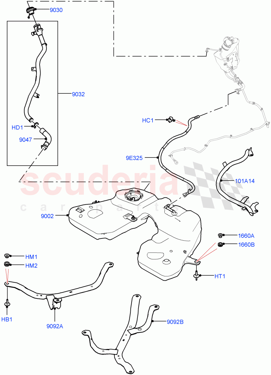 Fuel Tank & Related Parts(4.4 V8 Turbo Petrol (NC10),Fuel Tank Filler Neck - DMTL) of Land Rover Land Rover Range Rover (2022+) [4.4 V8 Turbo Petrol NC10]