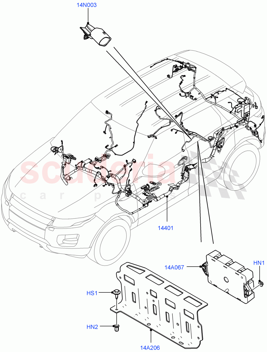 Electrical Wiring - Engine And Dash(Main Harness)(5 Door,Halewood (UK))((V)TOFH999999) of Land Rover Land Rover Range Rover Evoque (2012-2018) [2.0 Turbo Petrol GTDI]