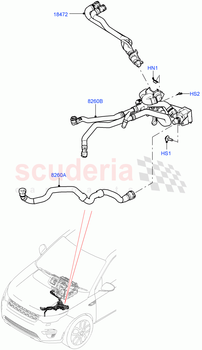 Heater Hoses(1.5L AJ20P3 Petrol High PHEV,Changsu (China))((V)FROMKG446857) of Land Rover Land Rover Discovery Sport (2015+) [2.2 Single Turbo Diesel]