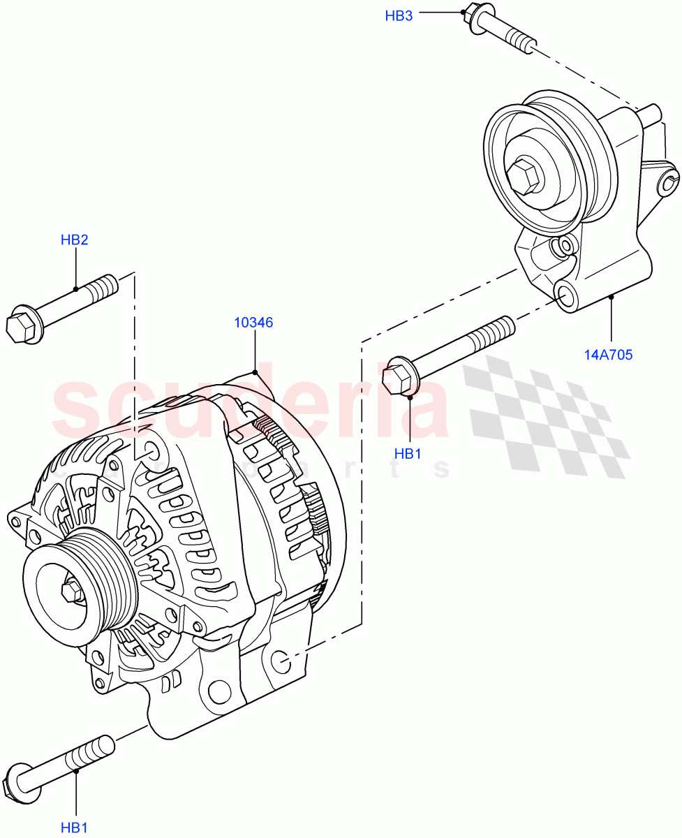 Alternator And Mountings(4.4L DOHC DITC V8 Diesel) of Land Rover Land Rover Range Rover (2012-2021) [2.0 Turbo Petrol GTDI]