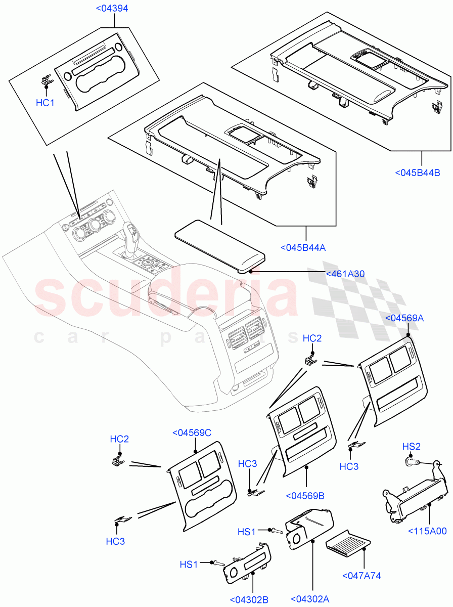 Console - Floor(Version - Core,Non SVR) of Land Rover Land Rover Range Rover Sport (2014+) [2.0 Turbo Petrol GTDI]