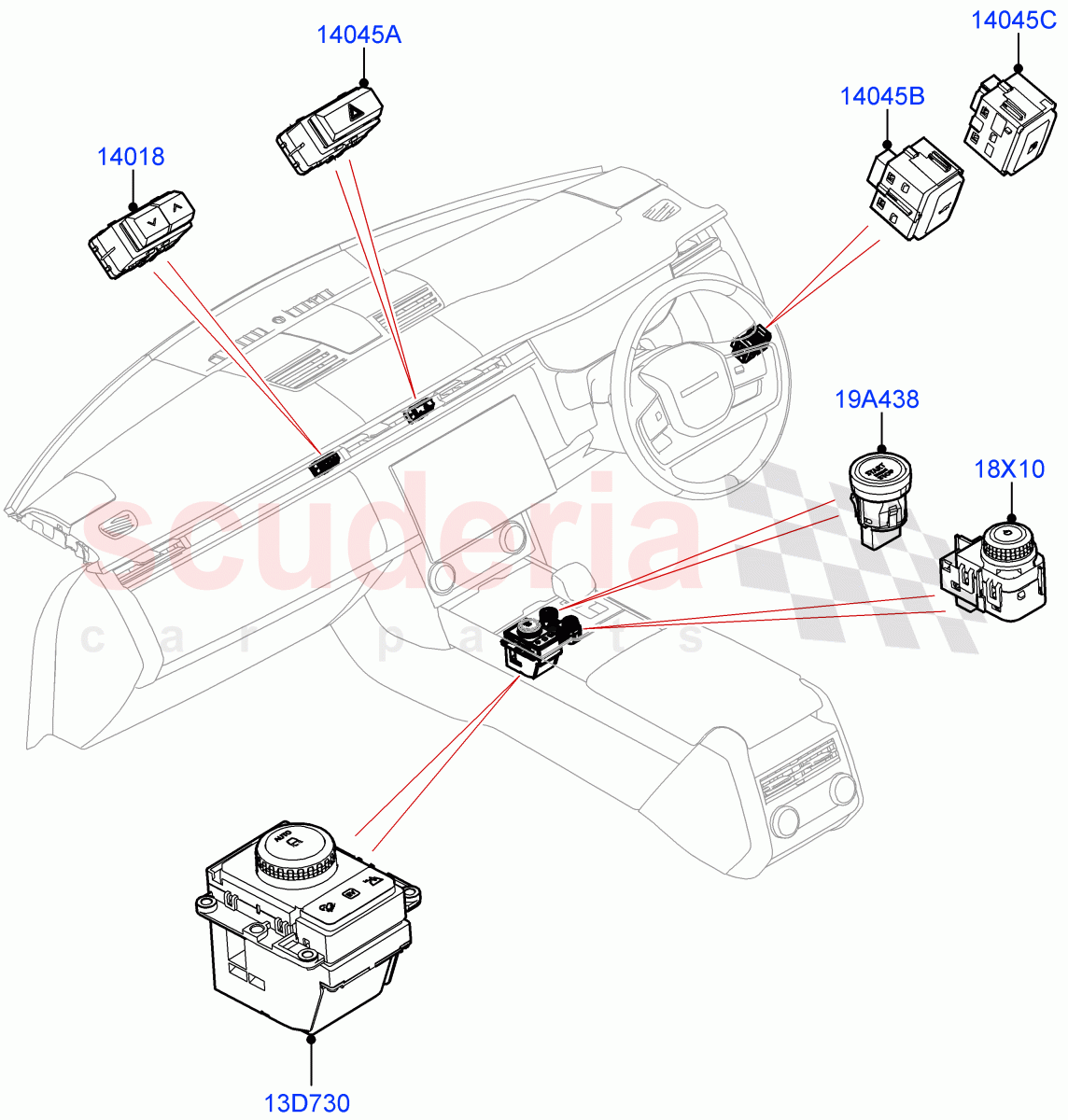 Switches(Facia And Console) of Land Rover Land Rover Range Rover (2022+) [4.4 V8 Turbo Petrol NC10]