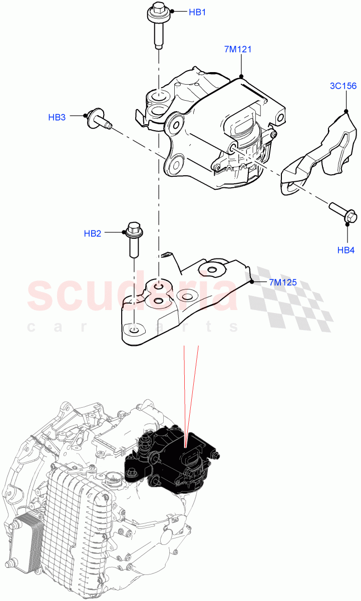 Transmission Mounting(2.0L AJ20D4 Diesel Mid PTA,9 Speed Auto Trans 9HP50,Itatiaia (Brazil))((V)FROMLT000001) of Land Rover Land Rover Discovery Sport (2015+) [2.0 Turbo Petrol AJ200P]