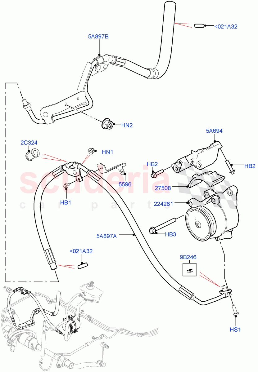 Active Anti-Roll Bar System(ARC Pump, High Pressure Pipes)(5.0 Petrol AJ133 DOHC CDA,Electronic Air Suspension With ACE,5.0L P AJ133 DOHC CDA S/C Enhanced)((V)FROMKA000001) of Land Rover Land Rover Range Rover (2012-2021) [3.0 I6 Turbo Diesel AJ20D6]
