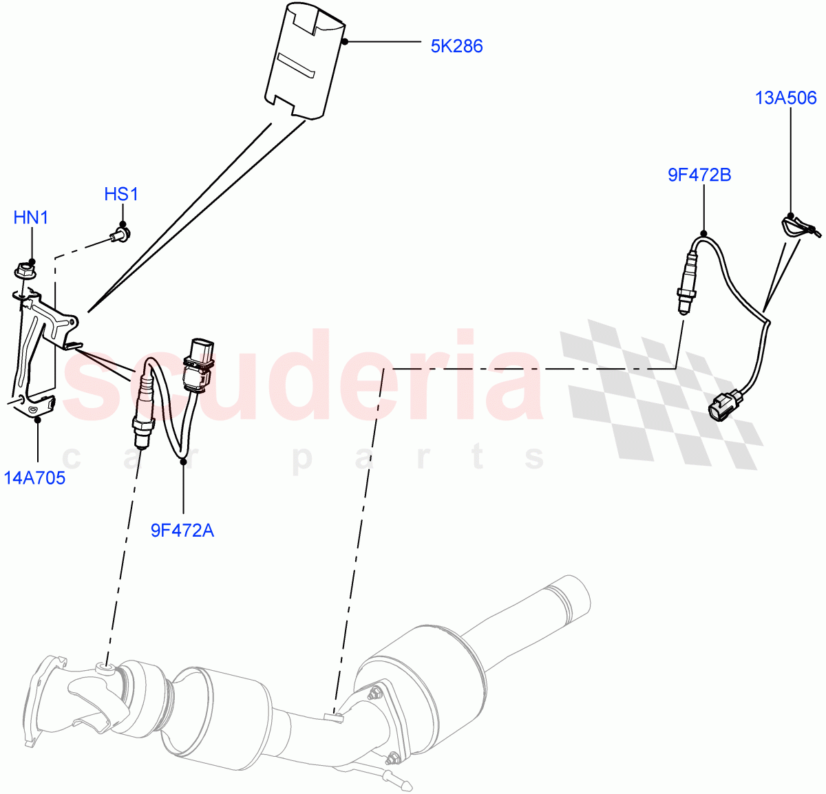 Exhaust System(Exhaust System Sensors)(2.0L 16V TIVCT T/C 240PS Petrol,Changsu (China))((V)FROMFG000001) of Land Rover Land Rover Discovery Sport (2015+) [2.0 Turbo Petrol GTDI]