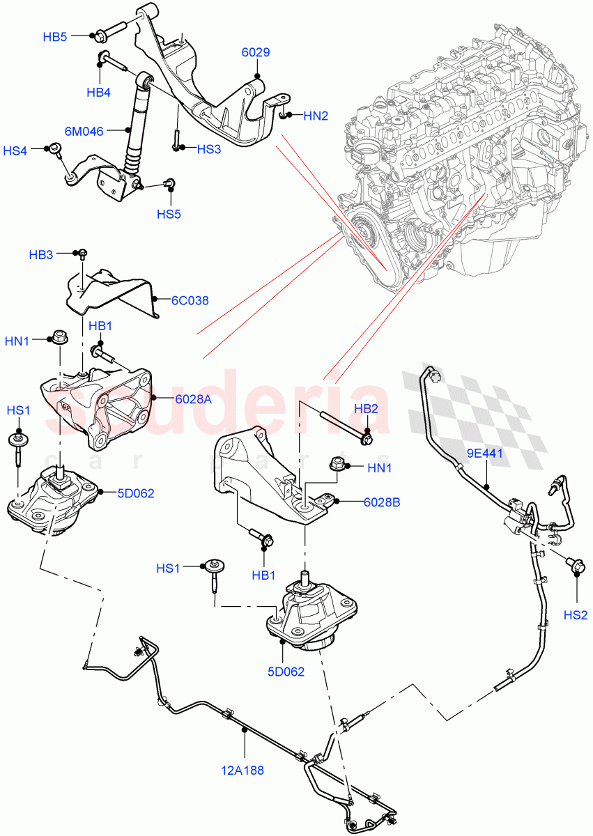 Engine Mounting(3.0L AJ20D6 Diesel High)((V)FROMLA000001) of Land Rover Land Rover Range Rover (2012-2021) [5.0 OHC SGDI SC V8 Petrol]