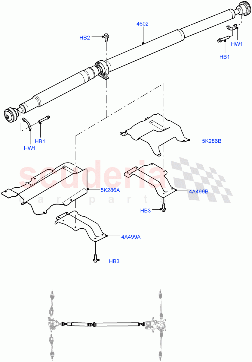 Drive Shaft - Rear Axle Drive(Propshaft)(Itatiaia (Brazil),Efficient Driveline)((V)FROMGT000001) of Land Rover Land Rover Range Rover Evoque (2012-2018) [2.0 Turbo Diesel]