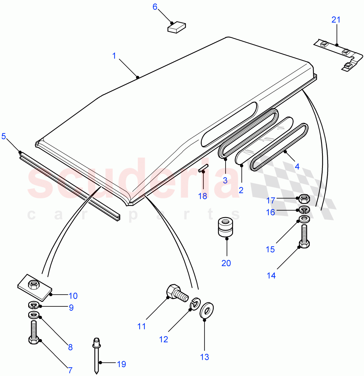 Roof Assembly(Hard Top,110" Wheelbase,Station Wagon Utility - 5 Door,Station Wagon - 5 Door)((V)FROM7A000001) of Land Rover Land Rover Defender (2007-2016)