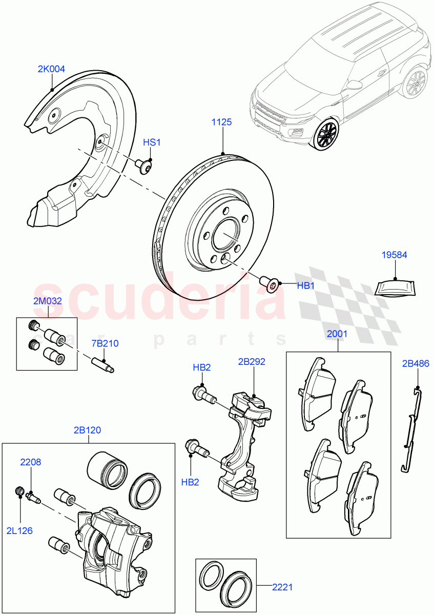 Front Brake Discs And Calipers(Halewood (UK))((V)TOFH999999) of Land Rover Land Rover Range Rover Evoque (2012-2018) [2.2 Single Turbo Diesel]
