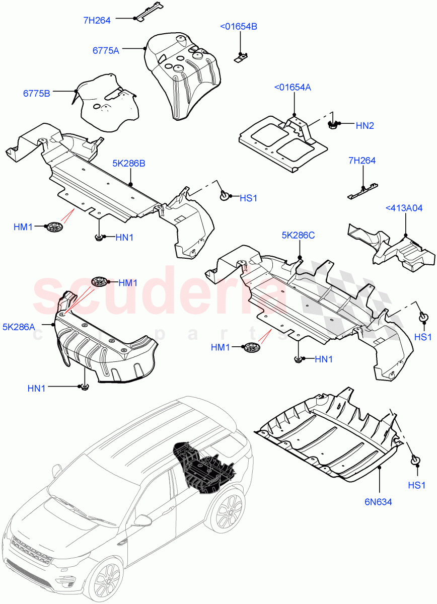 Splash And Heat Shields(Rear Section, Body)(Halewood (UK))((V)FROMLH000001) of Land Rover Land Rover Discovery Sport (2015+) [1.5 I3 Turbo Petrol AJ20P3]