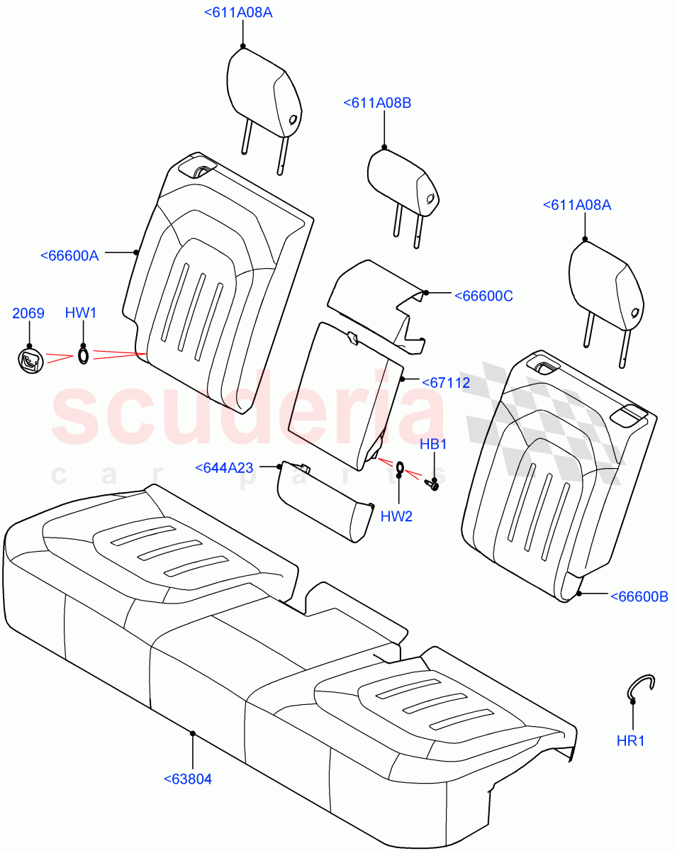 Rear Seat Covers(Short Wheelbase,Miko Perf/ PVC,Rr Seat 40/20/40 Fixed Cushion) of Land Rover Land Rover Defender (2020+) [2.0 Turbo Diesel]