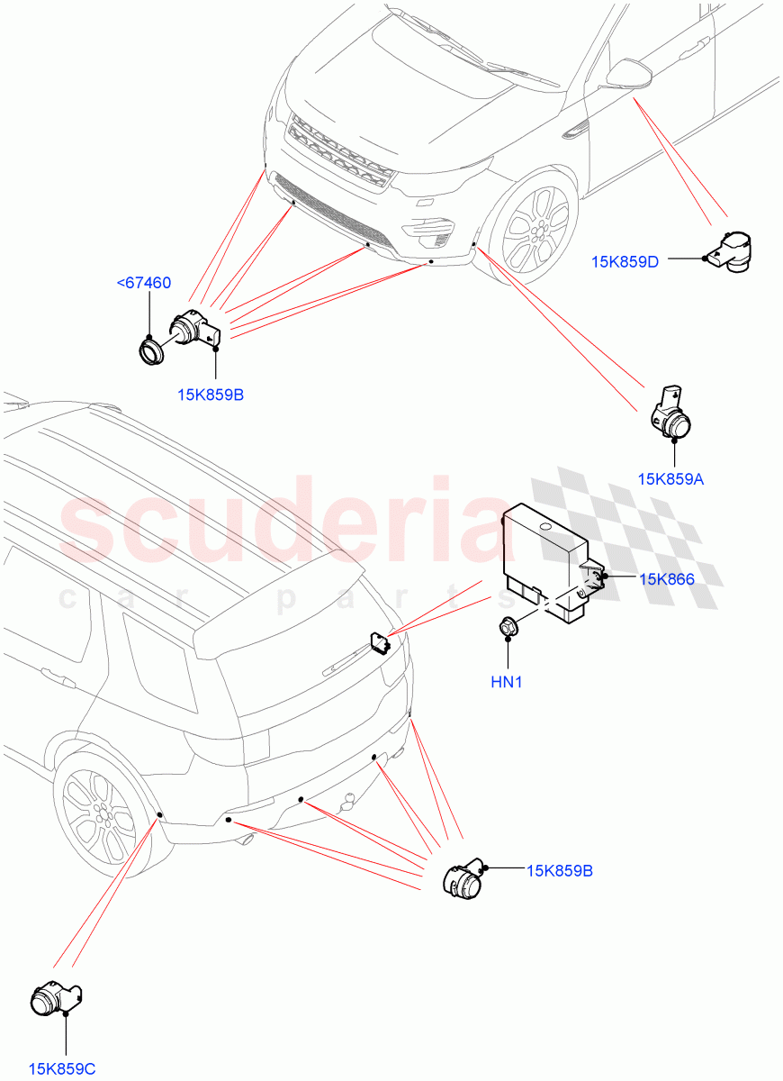 Parking Distance Control(Changsu (China))((V)FROMFG000001,(V)TOKG446856) of Land Rover Land Rover Discovery Sport (2015+) [2.0 Turbo Petrol AJ200P]