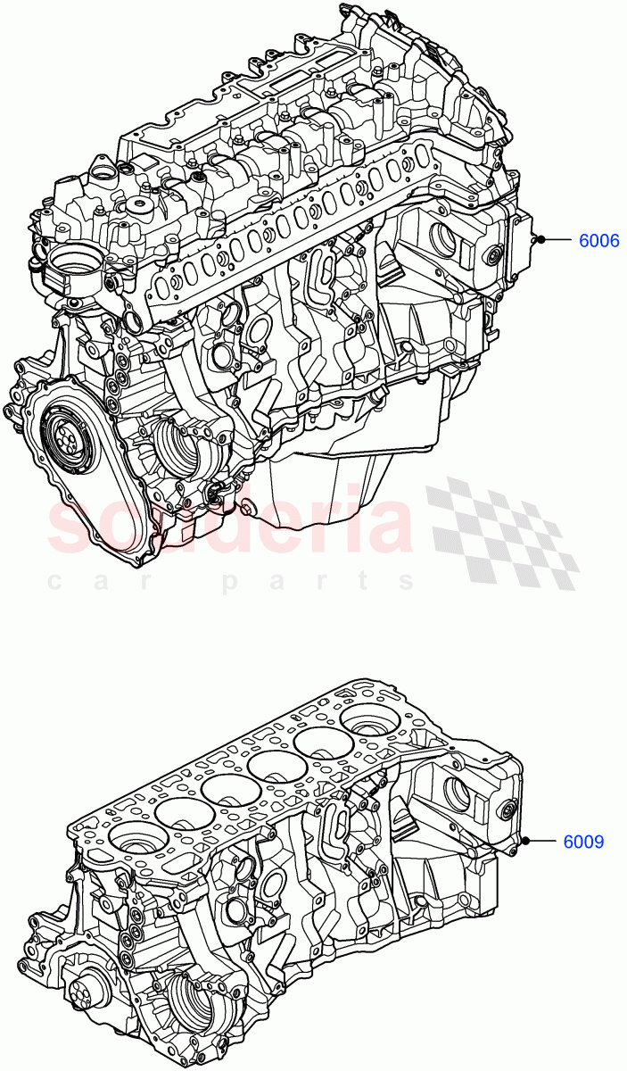 Service Engine And Short Block(Nitra Plant Build)(3.0L AJ20D6 Diesel High)((V)FROMM2000001) of Land Rover Land Rover Discovery 5 (2017+) [3.0 I6 Turbo Diesel AJ20D6]