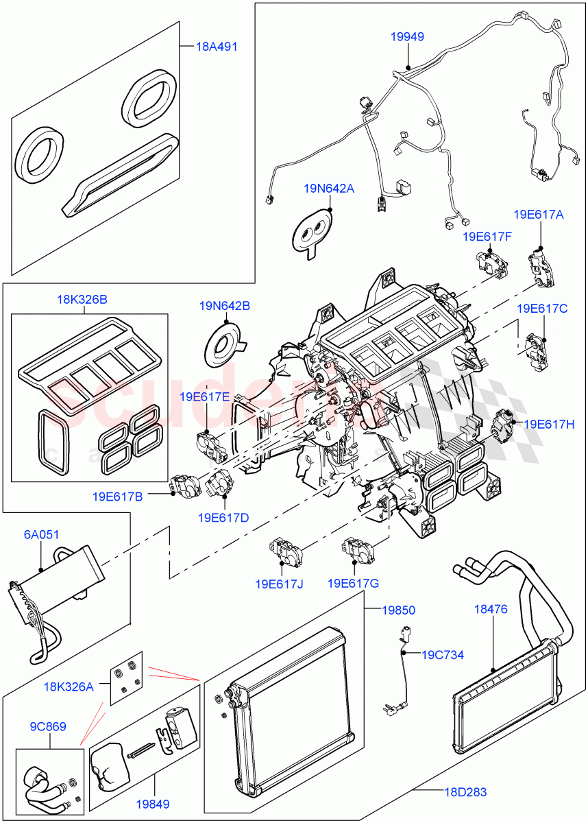 Heater/Air Cond.Internal Components(Heater Main Unit) of Land Rover Land Rover Range Rover (2012-2021) [3.0 I6 Turbo Diesel AJ20D6]