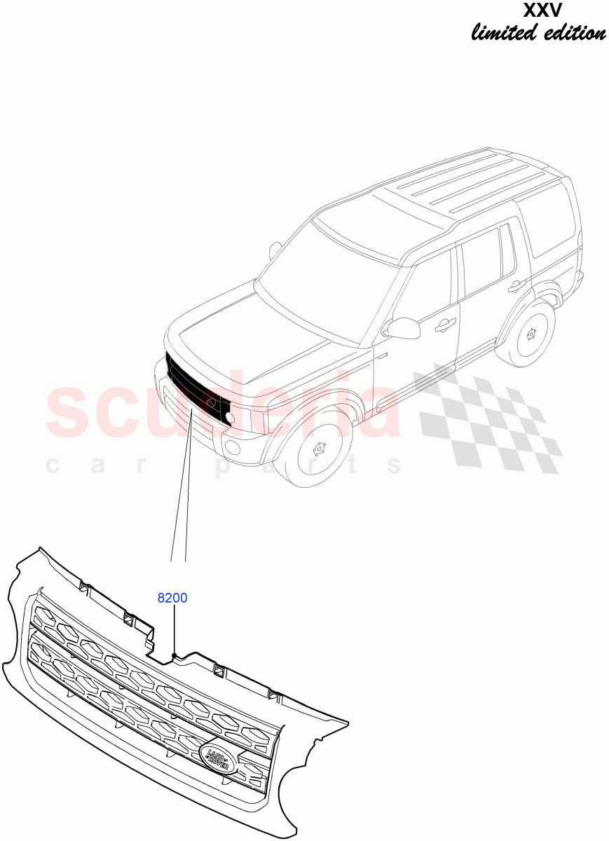 Radiator Grille And Front Bumper(XXV Anniversary LE)((V)FROMEA000001) of Land Rover Land Rover Discovery 4 (2010-2016) [3.0 DOHC GDI SC V6 Petrol]