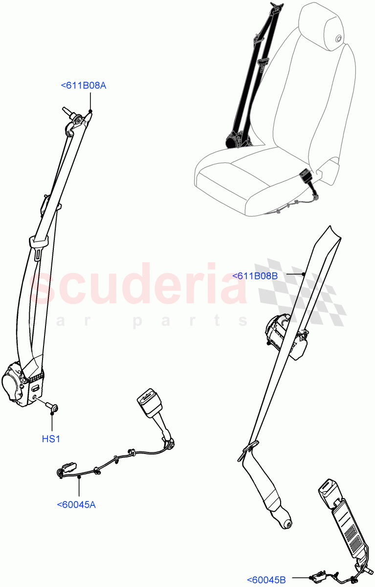 Front Seat Belts(Short Wheelbase) of Land Rover Land Rover Defender (2020+) [5.0 OHC SGDI SC V8 Petrol]