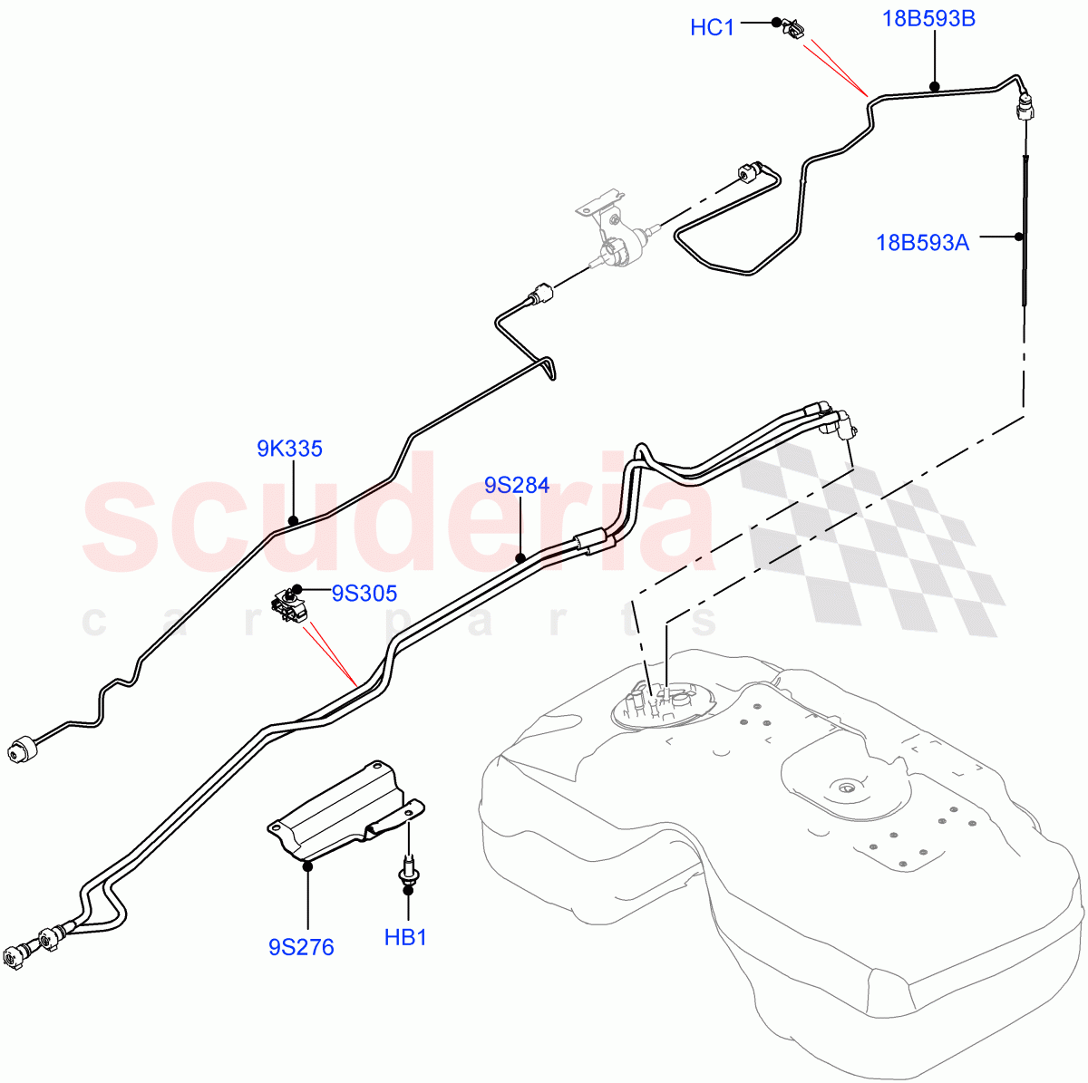 Fuel Lines(Rear)(2.0L AJ20D4 Diesel Mid PTA,Halewood (UK),2.0L AJ20D4 Diesel High PTA,2.0L AJ20D4 Diesel LF PTA)((V)FROMLH000001) of Land Rover Land Rover Discovery Sport (2015+) [2.0 Turbo Diesel]