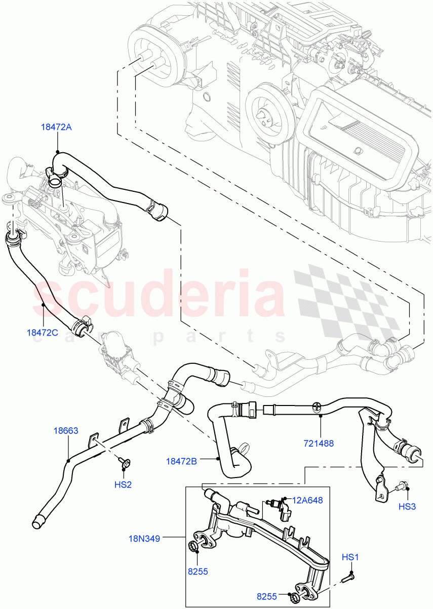 Heater Hoses(Front)(5.0L OHC SGDI SC V8 Petrol - AJ133)((V)TOHA999999) of Land Rover Land Rover Range Rover Sport (2014+) [3.0 DOHC GDI SC V6 Petrol]