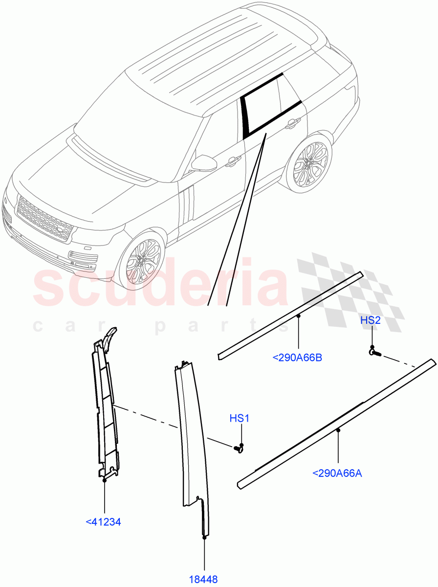 Rear Doors, Hinges & Weatherstrips(Finishers) of Land Rover Land Rover Range Rover (2012-2021) [5.0 OHC SGDI NA V8 Petrol]