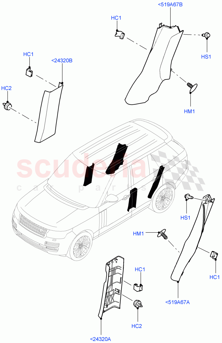 Side Trim(Centre, Front And Rear)(Semi Aniline Leather Perf) of Land Rover Land Rover Range Rover (2012-2021) [3.0 Diesel 24V DOHC TC]