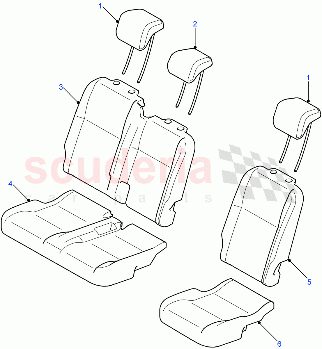 Rear Seat Covers(Crew Cab Pick Up,110" Wheelbase,Chassis Crew Cab,130" Wheelbase,Station Wagon - 5 Door,Crew Cab HCPU)((V)FROM7A000001) of Land Rover Land Rover Defender (2007-2016)