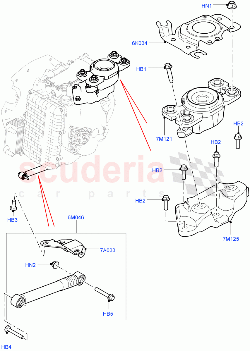 Transmission Mounting(2.0L 16V TIVCT T/C Gen2 Petrol,9 Speed Auto AWD,Itatiaia (Brazil),2.0L 16V TIVCT T/C 240PS Petrol)((V)FROMGT000001) of Land Rover Land Rover Discovery Sport (2015+) [2.0 Turbo Petrol GTDI]