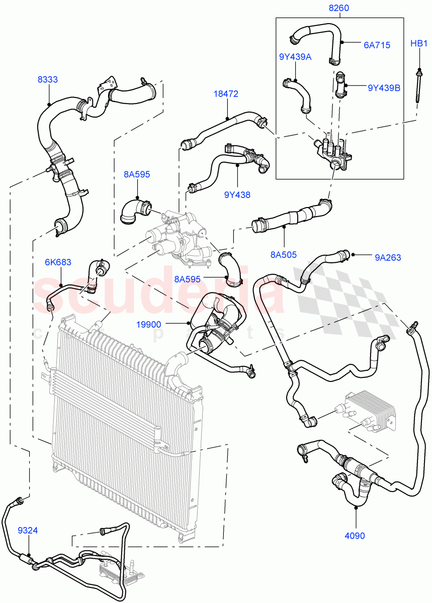 Cooling System Pipes And Hoses(3.6L V8 32V DOHC EFi Diesel Lion)((V)FROMAA000001) of Land Rover Land Rover Range Rover Sport (2010-2013) [3.6 V8 32V DOHC EFI Diesel]