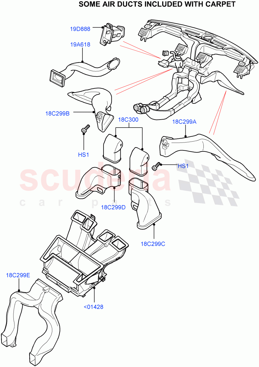 Air Vents, Louvres And Ducts(Internal Components)((V)FROMAA000001) of Land Rover Land Rover Range Rover Sport (2010-2013) [5.0 OHC SGDI SC V8 Petrol]