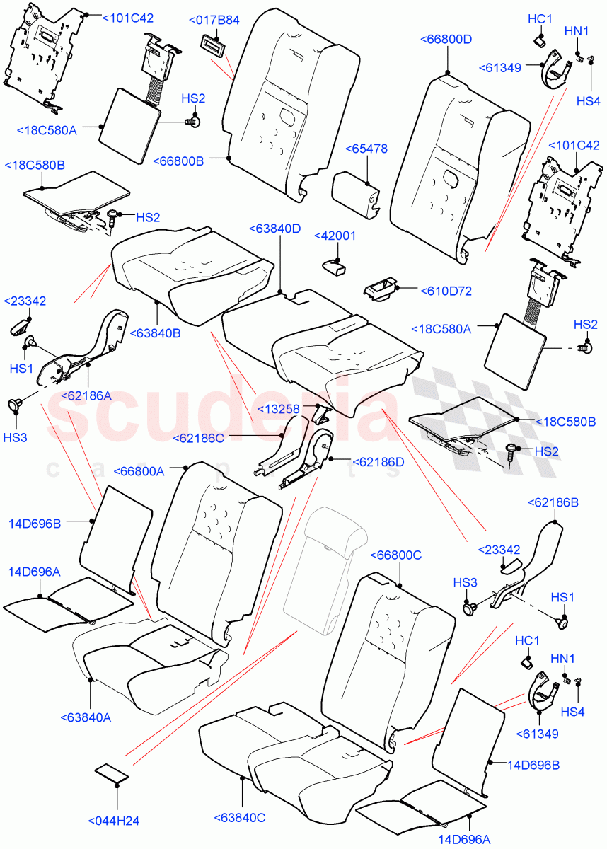 Rear Seat Pads/Valances & Heating(With 60/40 Manual Fold Thru Rr Seat) of Land Rover Land Rover Range Rover (2012-2021) [3.0 I6 Turbo Petrol AJ20P6]