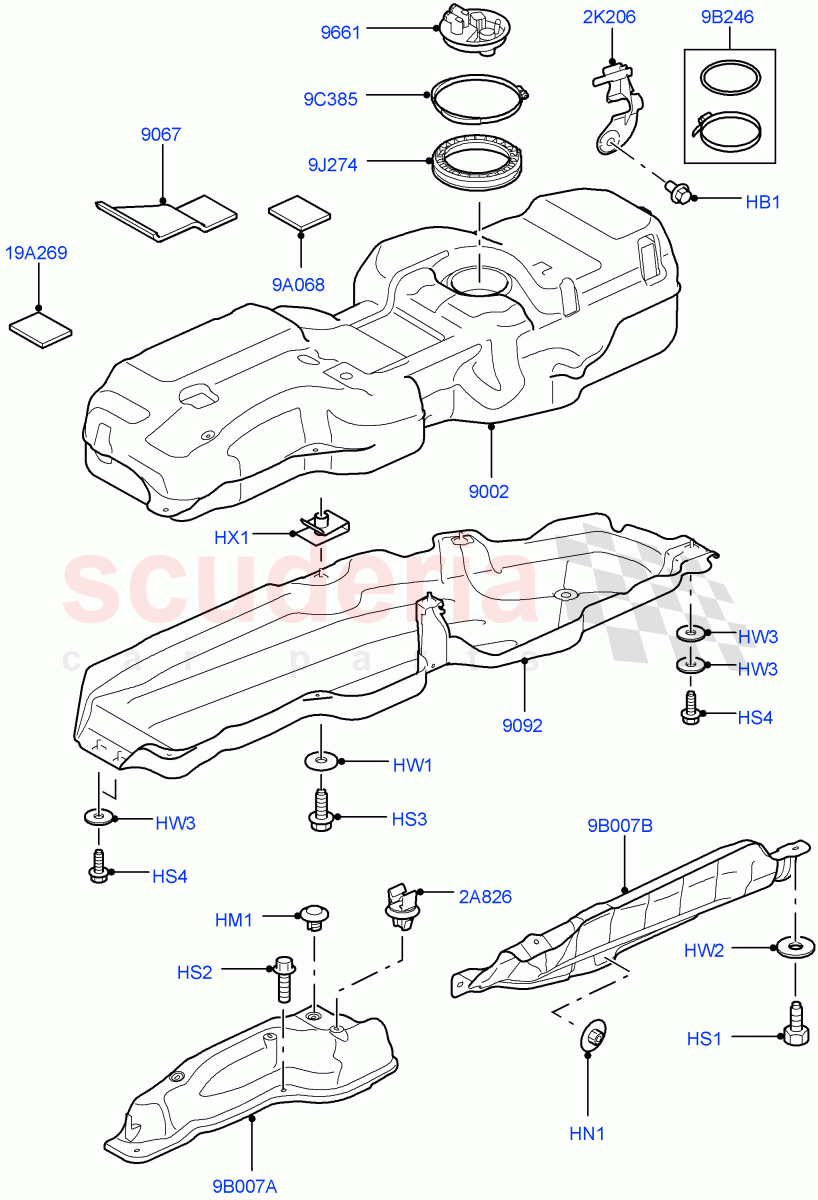 Fuel Tank & Related Parts(Page A, With 3 Vent Pipes, Vehicles With Original Fuel Tank)(Lion Diesel 2.7 V6 (140KW))((V)TO9A999999) of Land Rover Land Rover Range Rover Sport (2005-2009) [2.7 Diesel V6]