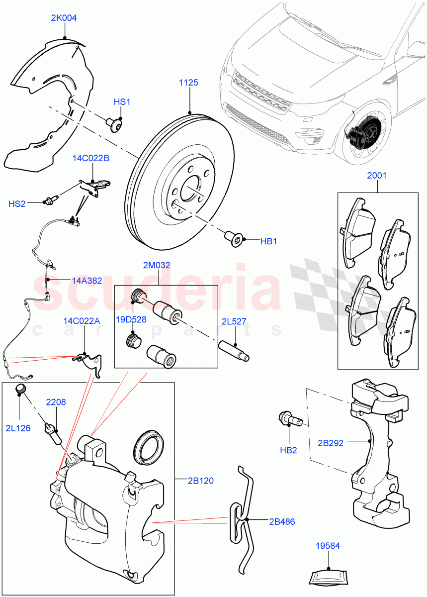 Front Brake Discs And Calipers(Halewood (UK))((V)TOGH999999) of Land Rover Land Rover Discovery Sport (2015+) [2.0 Turbo Diesel]