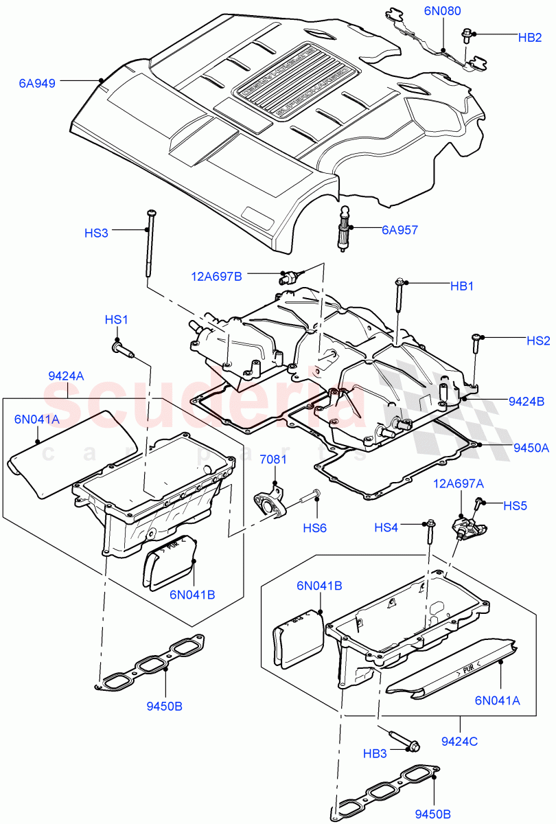 Inlet Manifold(Manifolds, Intercooler And Cover, Solihull Plant Build)(3.0L DOHC GDI SC V6 PETROL)((V)FROMEA000001) of Land Rover Land Rover Range Rover (2012-2021) [3.0 DOHC GDI SC V6 Petrol]