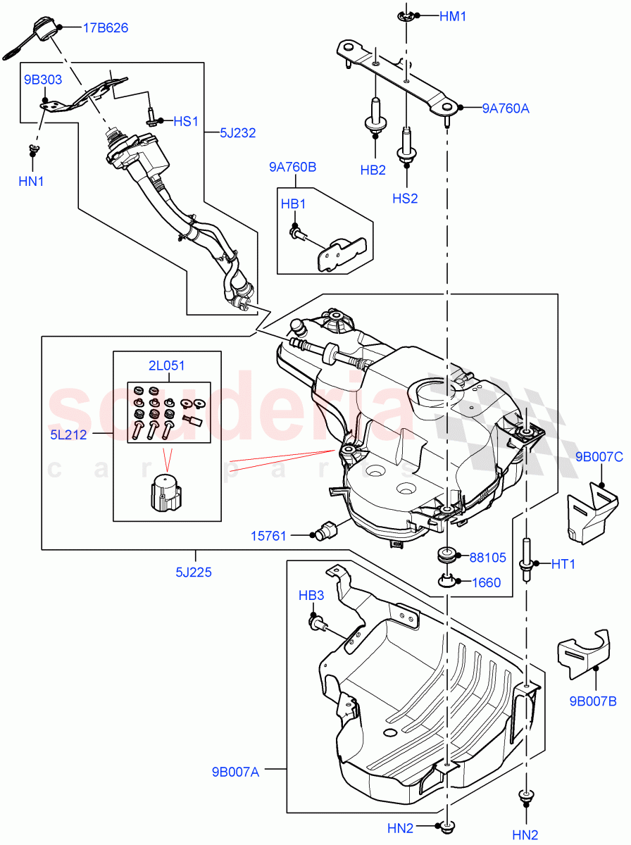Exhaust Fluid Injection System(Tank And Filler)(2.0L I4 DSL HIGH DOHC AJ200,With Diesel Exh Fluid Emission Tank)((V)FROML2000001) of Land Rover Land Rover Defender (2020+) [2.0 Turbo Diesel]