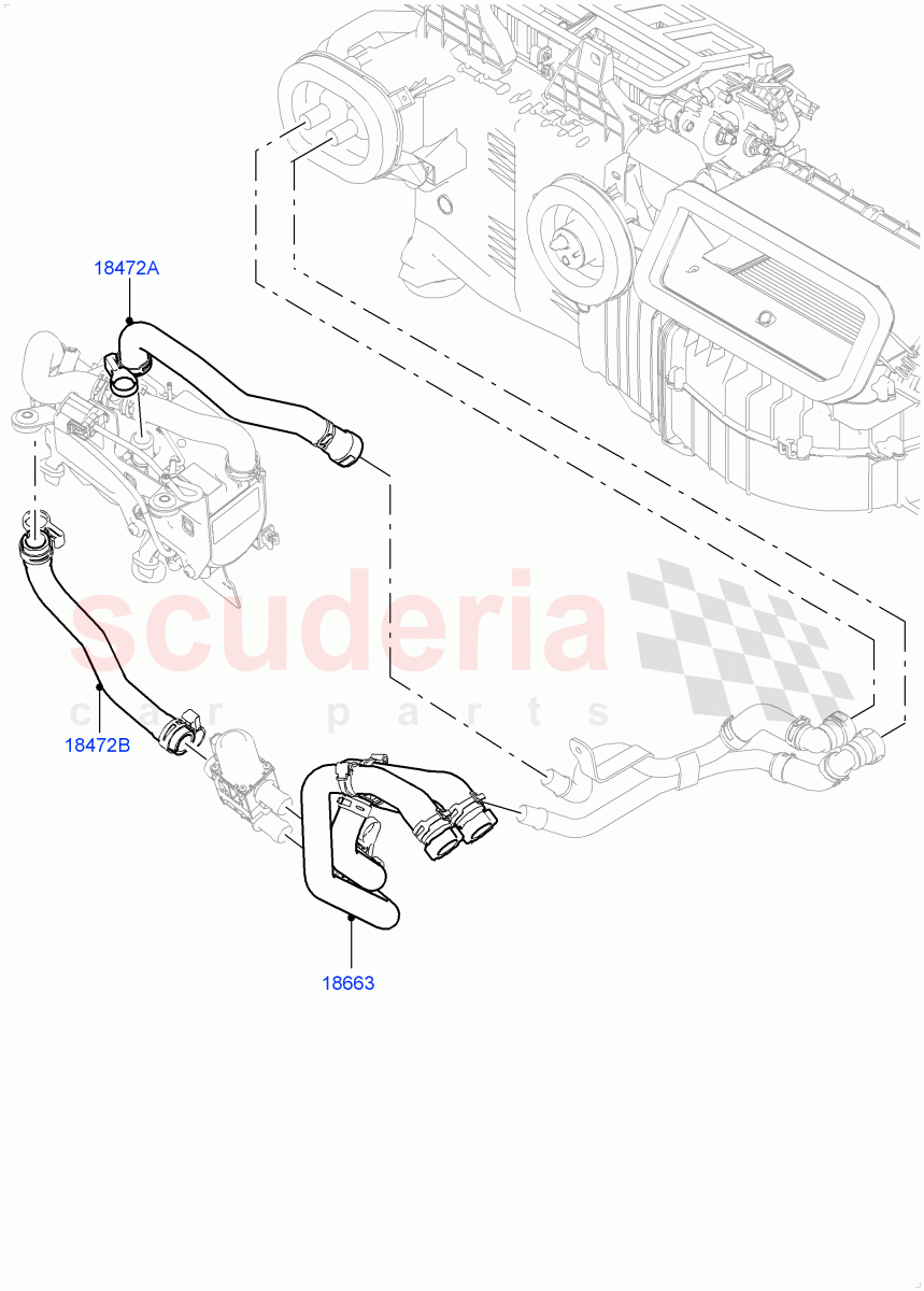 Heater Hoses(Front)(4.4L DOHC DITC V8 Diesel,Park Heating With Remote Control)((V)FROMEA000001,(V)TOHA999999) of Land Rover Land Rover Range Rover Sport (2014+) [3.0 DOHC GDI SC V6 Petrol]