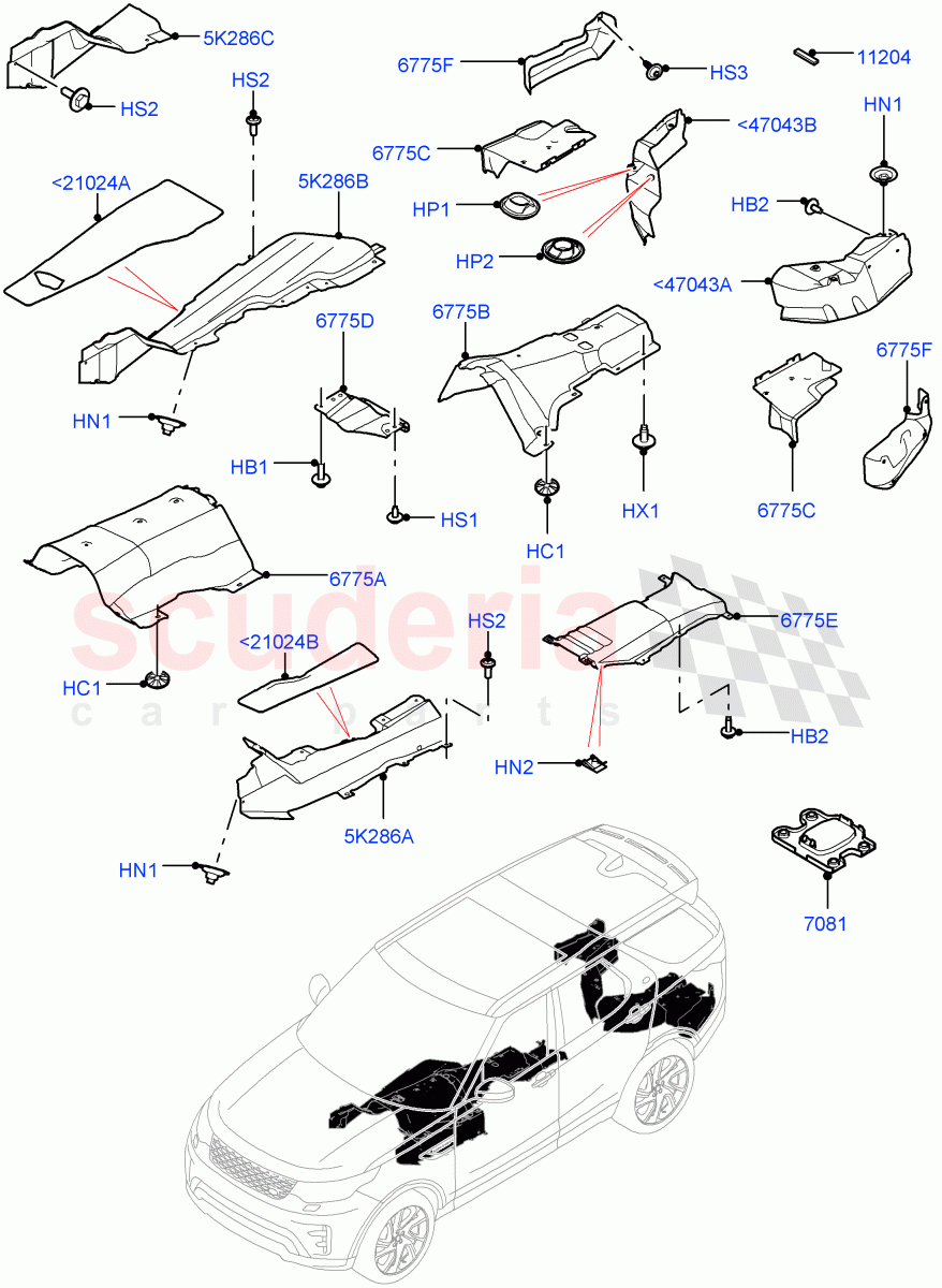 Splash And Heat Shields(Solihull Plant Build, Centre, Rear)((V)FROMHA000001) of Land Rover Land Rover Discovery 5 (2017+) [3.0 DOHC GDI SC V6 Petrol]
