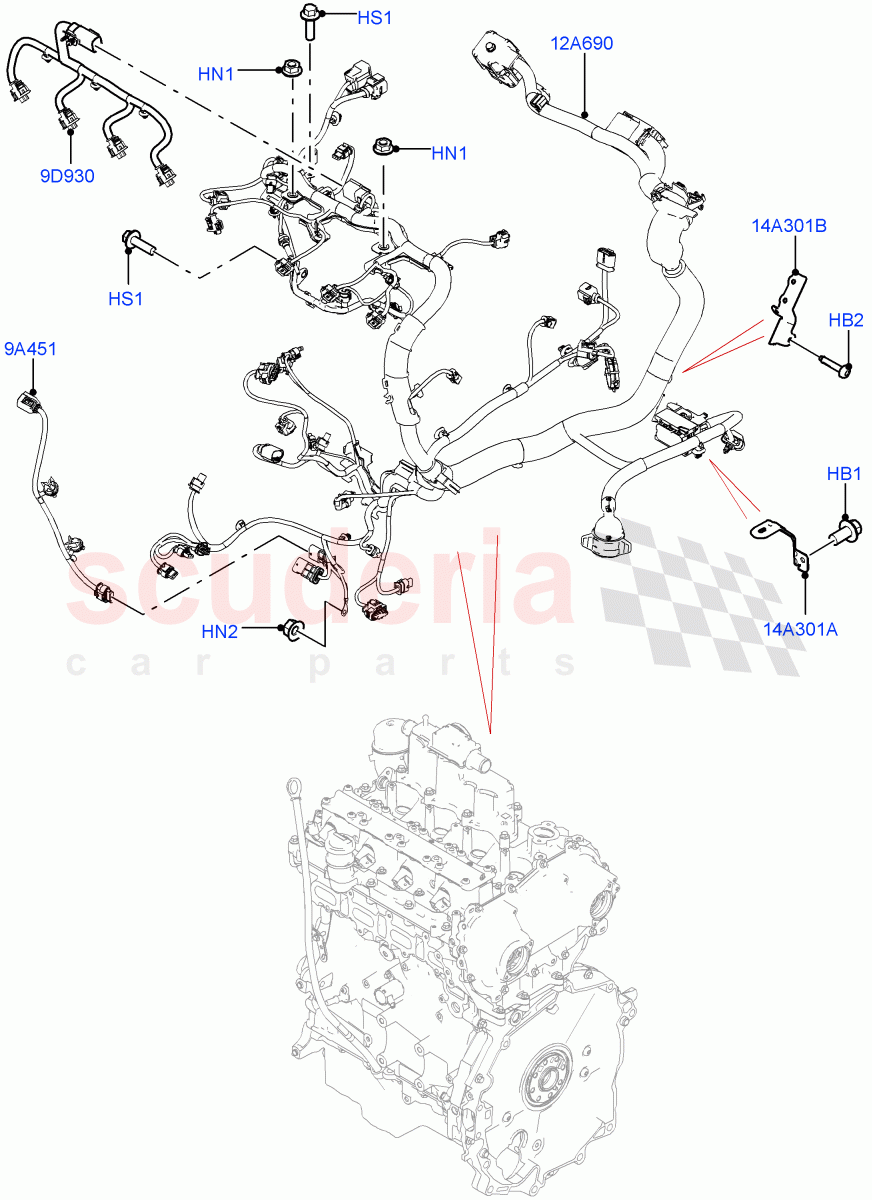 Electrical Wiring - Engine And Dash(Engine)(2.0L AJ20P4 Petrol E100 PTA,Itatiaia (Brazil))((V)FROMLT000001) of Land Rover Land Rover Discovery Sport (2015+) [2.2 Single Turbo Diesel]
