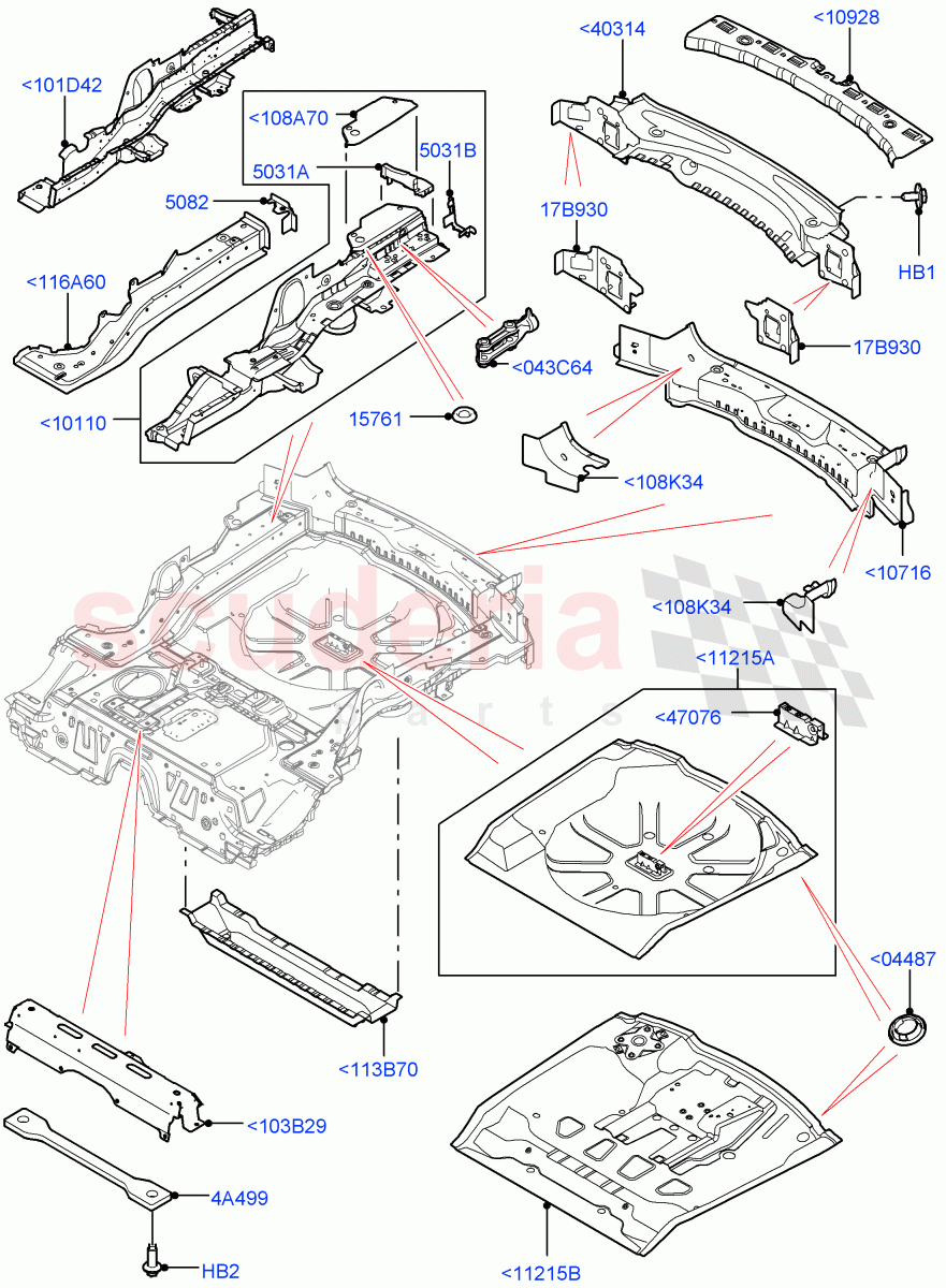 Floor Pan - Centre And Rear(Halewood (UK)) of Land Rover Land Rover Discovery Sport (2015+) [2.0 Turbo Diesel AJ21D4]