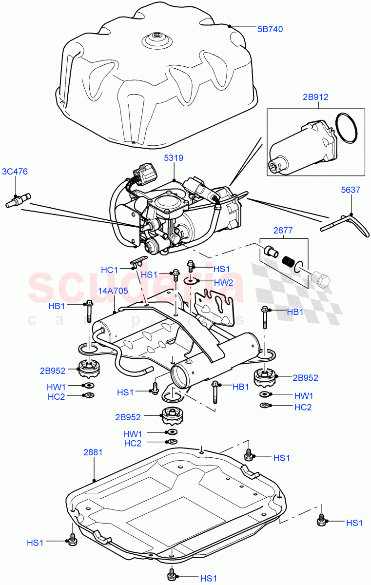 Air Suspension Compressor And Lines(Compressor Assy, 'Hitachi' Compressor)((V)FROMCA367233) of Land Rover Land Rover Range Rover (2010-2012) [5.0 OHC SGDI SC V8 Petrol]