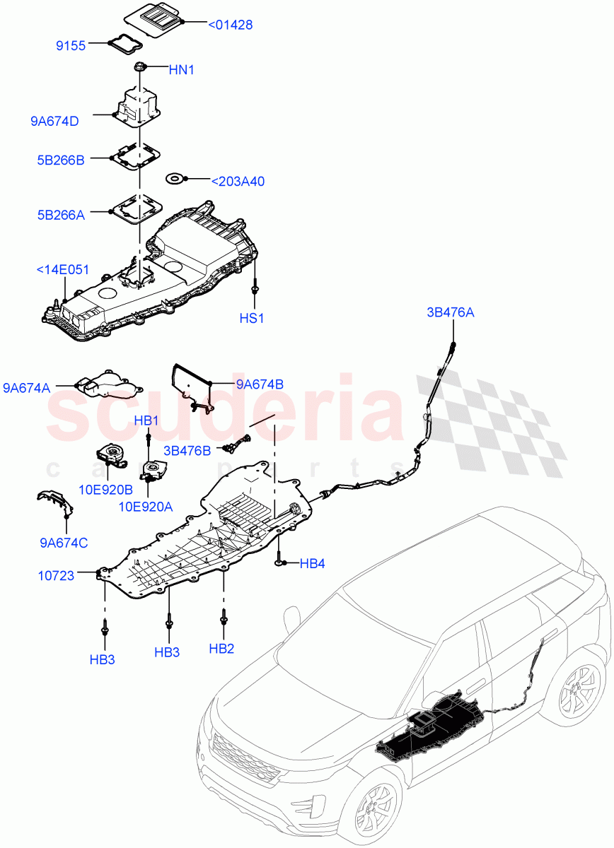Hybrid Electrical Modules(MHEV Battery Housing, Cooling Ducts and Fans)(Itatiaia (Brazil),Electric Engine Battery-MHEV) of Land Rover Land Rover Range Rover Evoque (2019+) [1.5 I3 Turbo Petrol AJ20P3]