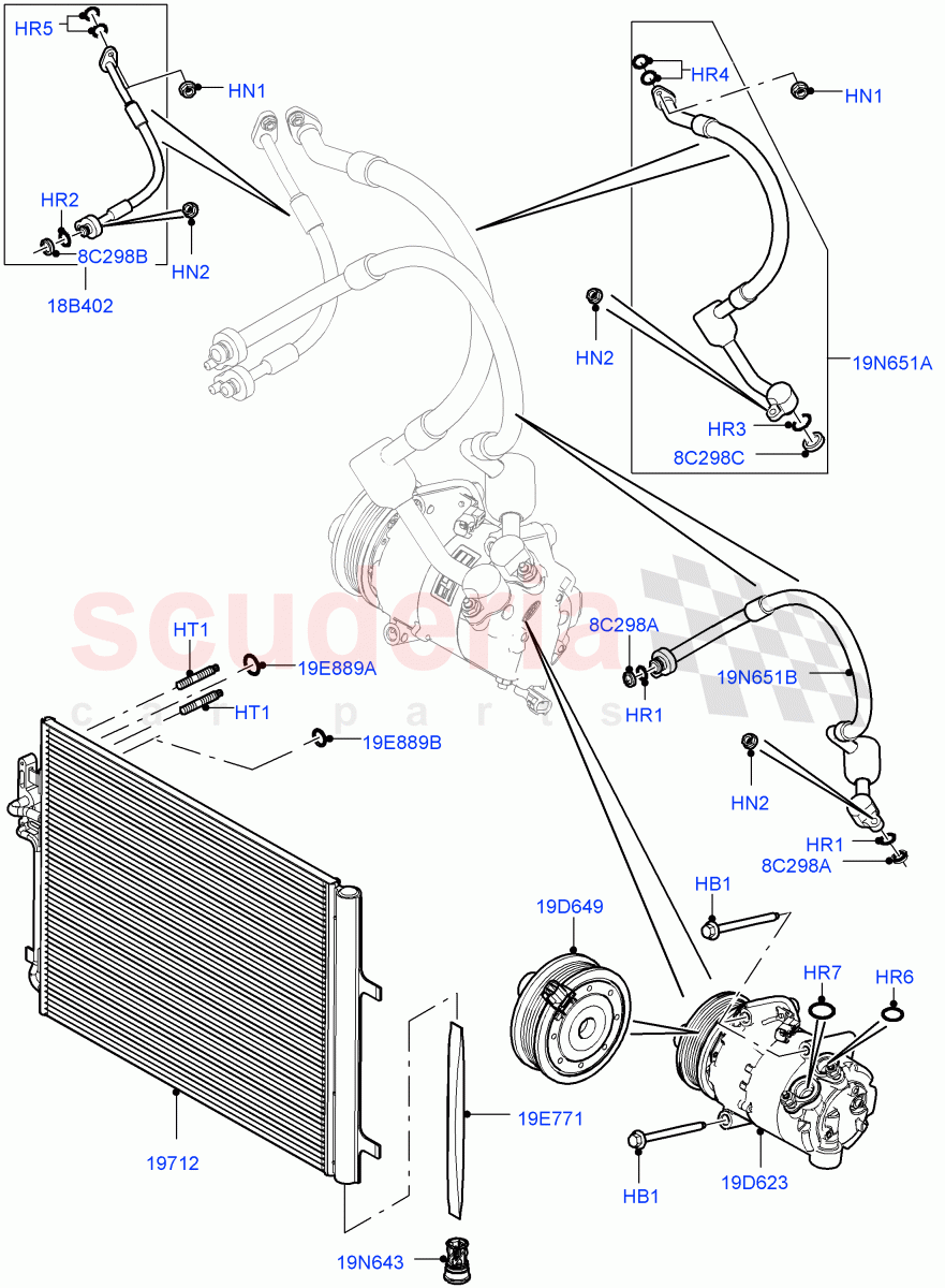 Air Conditioning Condensr/Compressr(2.2L CR DI 16V Diesel,Halewood (UK)) of Land Rover Land Rover Discovery Sport (2015+) [2.2 Single Turbo Diesel]
