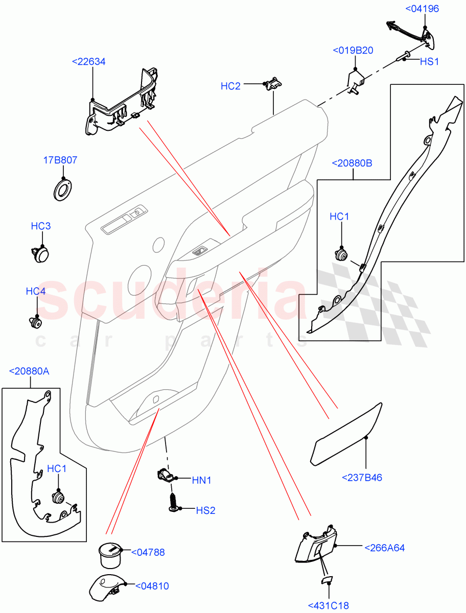 Rear Door Trim Installation(Finishers And Mouldings)(Standard Wheelbase)((V)FROMJA000001) of Land Rover Land Rover Range Rover (2012-2021) [3.0 I6 Turbo Diesel AJ20D6]