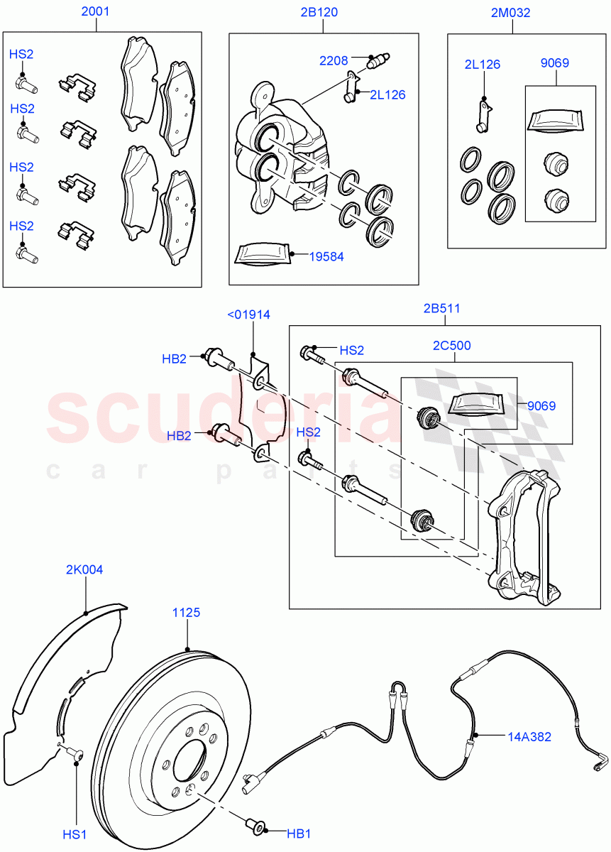 Front Brake Discs And Calipers(Front Disc And Caliper Size 19)((V)FROMGA585033,(V)TOGA599999) of Land Rover Land Rover Range Rover Sport (2014+) [3.0 I6 Turbo Petrol AJ20P6]