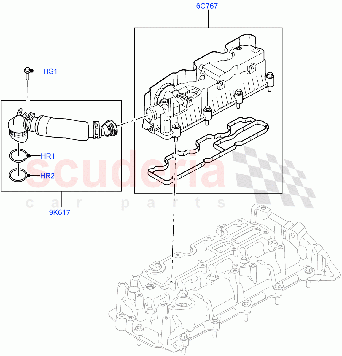 Emission Control - Crankcase(2.0L AJ21D4 Diesel Mid)((V)FROMMA000001) of Land Rover Land Rover Range Rover Velar (2017+) [2.0 Turbo Diesel AJ21D4]